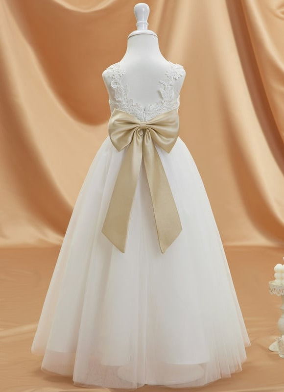 Robe Cérémonie Tulle Ivoire Nœud