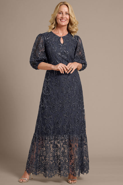 Robe Cérémonie Dentelle Gris Perle - gallery 4