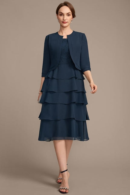 Robe Ceremonie Grande Taille Bleu Marine - gallery 1