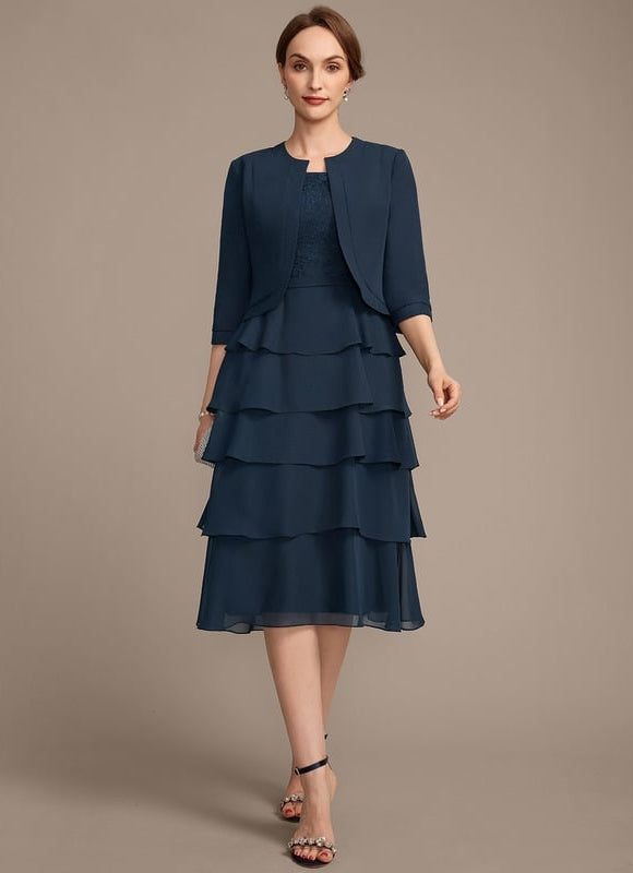 Robe Ceremonie Grande Taille Bleu Marine - gallery 1