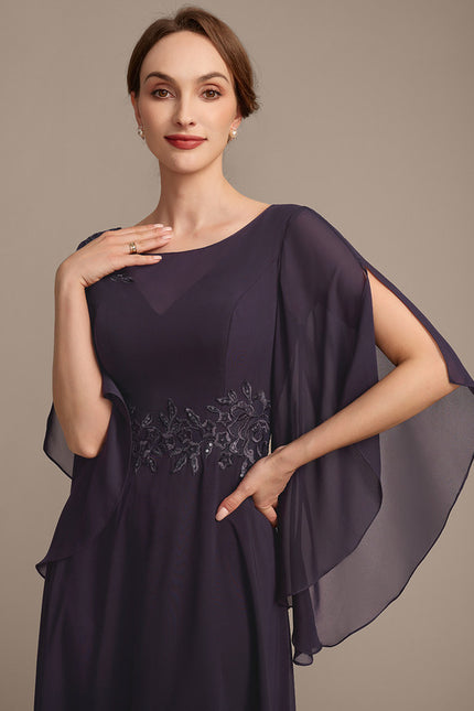 Robe Cérémonie Longue Violette Brodée - gallery 1
