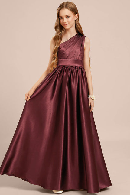 Robe Cérémonie Satin Bordeaux Élégante