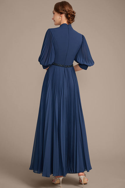 Robe Cérémonie Plissée Marine Élégante - gallery 6