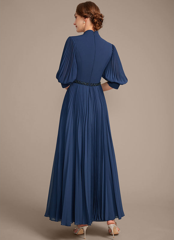 Robe Cérémonie Plissée Marine Élégante - gallery 6