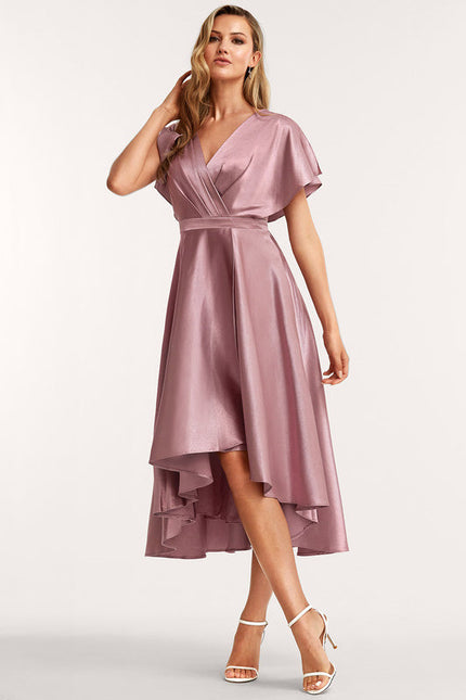 Robe Cérémonie Satin Rose Poudré - gallery 1