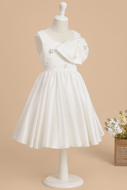 Robe Cérémonie Satin Blanc Ornée - gallery 1