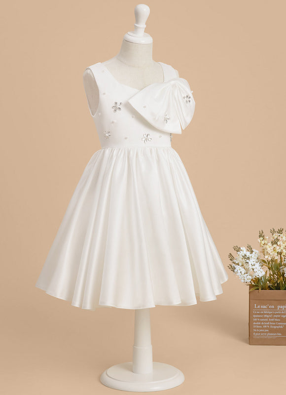 Robe Cérémonie Satin Blanc Ornée - gallery 1