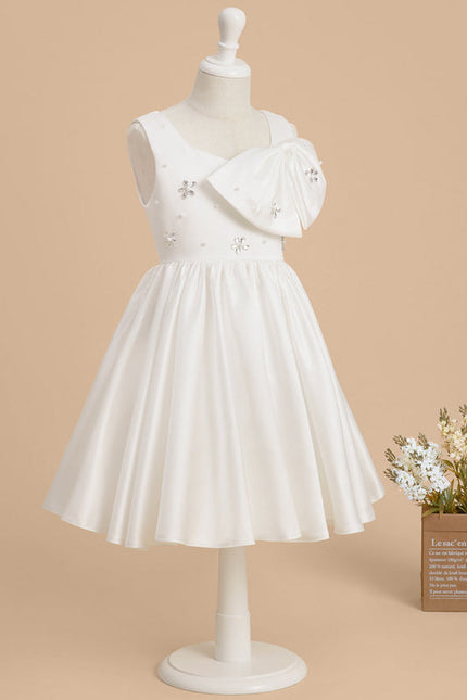 Robe Cérémonie Satin Blanc Ornée - gallery 1