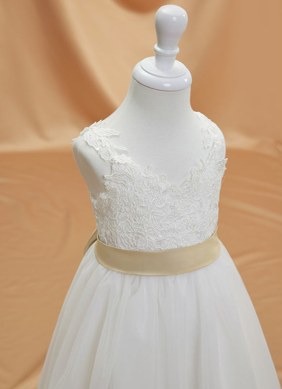 Robe Cérémonie Tulle Ivoire Nœud - gallery 7