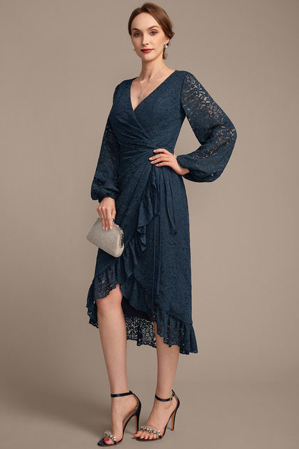 Robe Cérémonie Dentelle Marine Élégante - gallery 4
