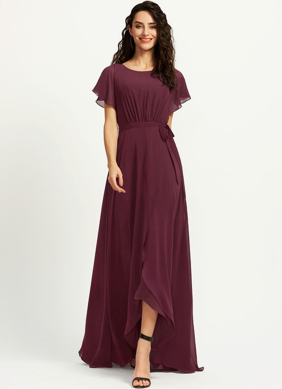 Robe Cérémonie Col Rond Volantée