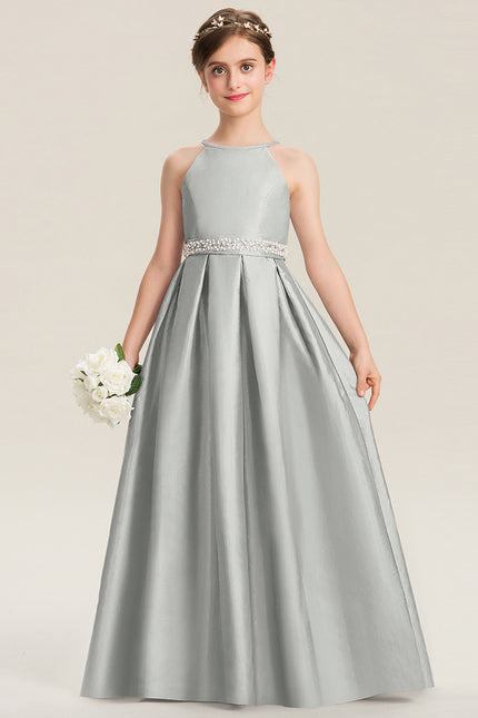 Robe Cérémonie Gris Perle Satin
