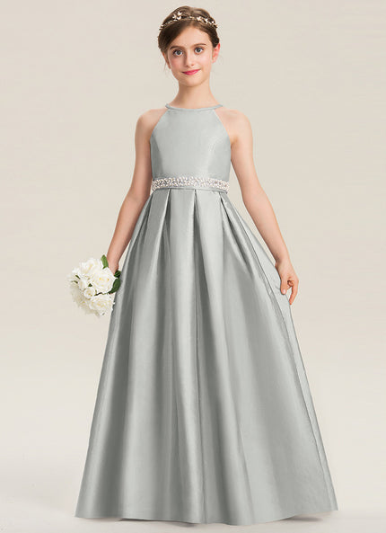 Robe Cérémonie Gris Perle Satin