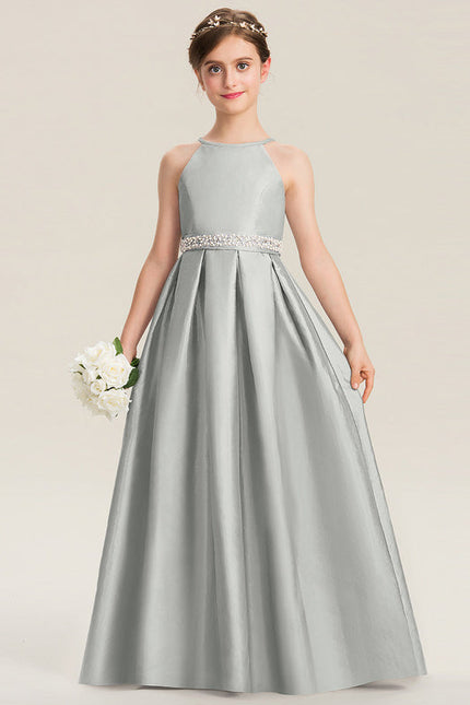 Robe Cérémonie Gris Perle Satin