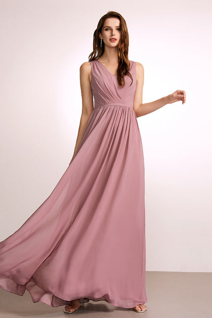 Robe Cérémonie Longue Rose Élégante - gallery 2