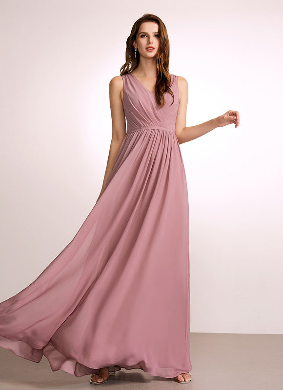 Robe Cérémonie Longue Rose Élégante - gallery 2