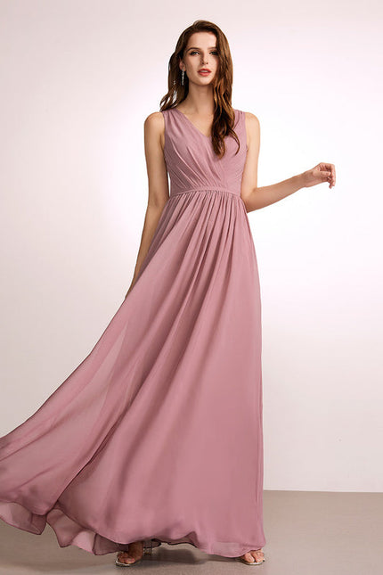 Robe Cérémonie Longue Rose Élégante - gallery 2