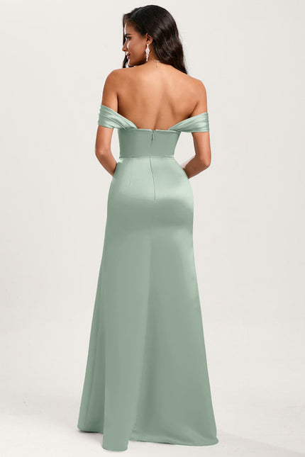Robe Cérémonie Satin Vert Pâle - gallery 1