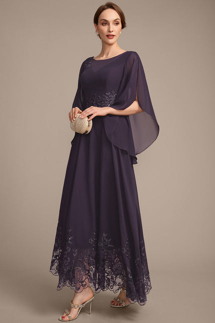 Robe Cérémonie Longue Violette Brodée - gallery 4