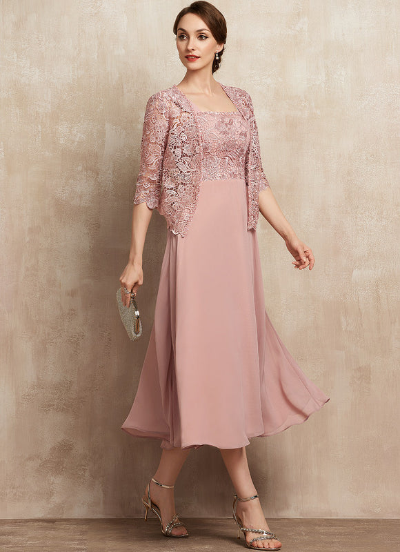 Robe Cérémonie Rose Pastel Trapèze Dentelle - gallery 4