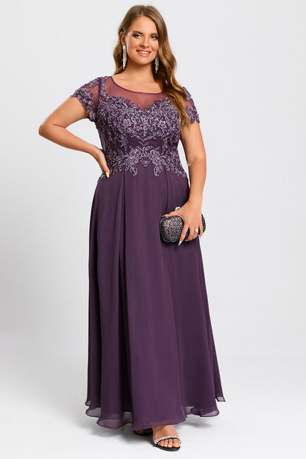 Robe Cérémonie Longue Violette Brodée - gallery 7