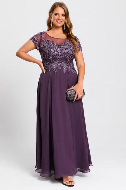 Robe Cérémonie Longue Violette Brodée - gallery 7