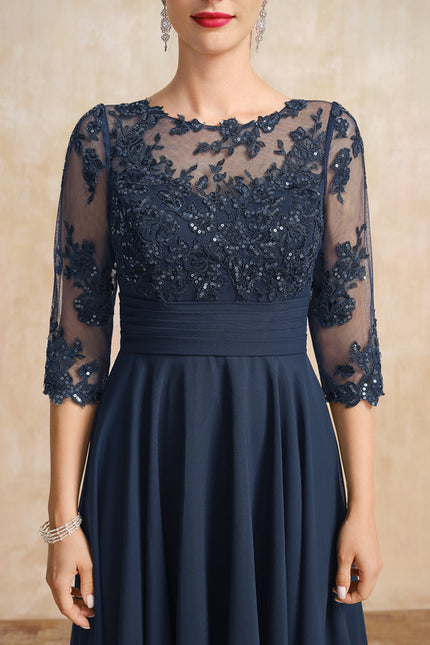 Robe Cérémonie En Dentelle Marine - gallery 6