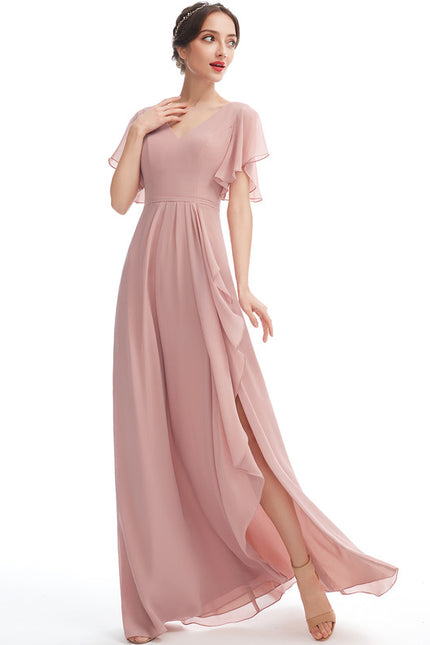 Robe Cérémonie Longue Volants Rose - gallery 4