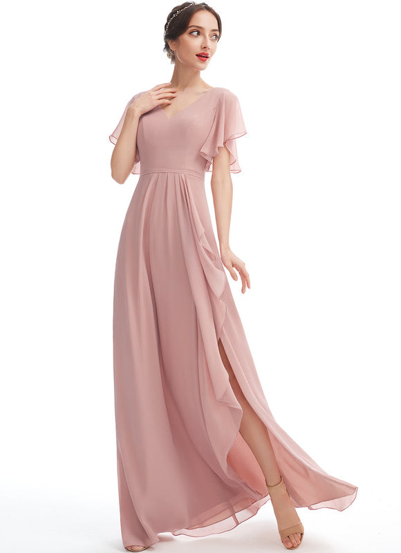 Robe Cérémonie Longue Volants Rose - gallery 4