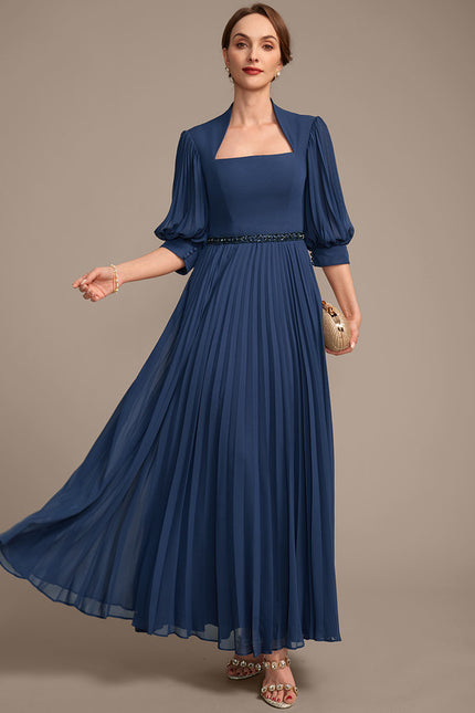 Robe Cérémonie Plissée Marine Élégante