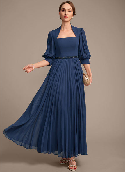 Robe Cérémonie Plissée Marine Élégante