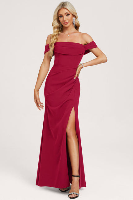 Robe Cérémonie Bordeaux Élégante