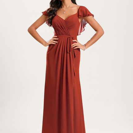 Robe Cérémonie Longue Volants Rose