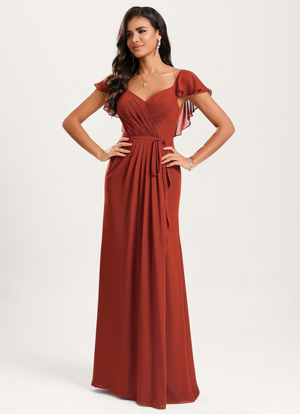 Robe Cérémonie Longue Volants Rose