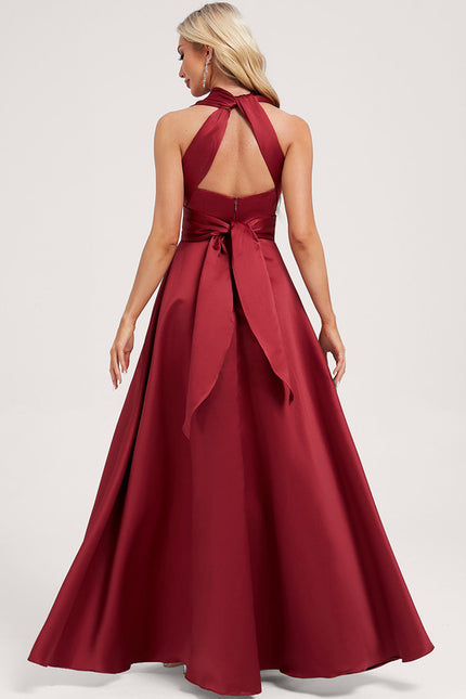 Robe Cérémonie Satin Rouge Évasée - gallery 6