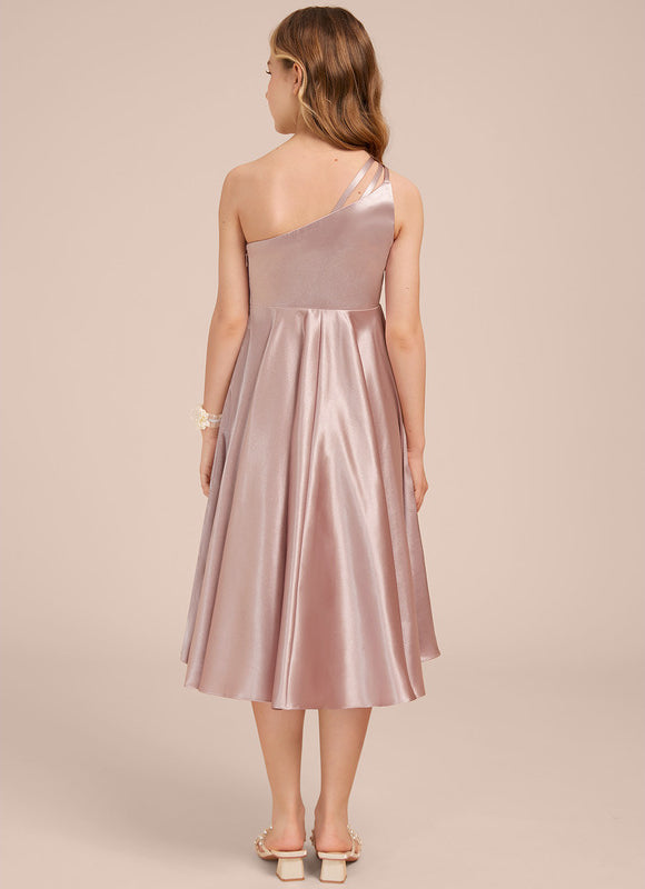 Robe Cérémonie Satin Rose Élégante - gallery 3