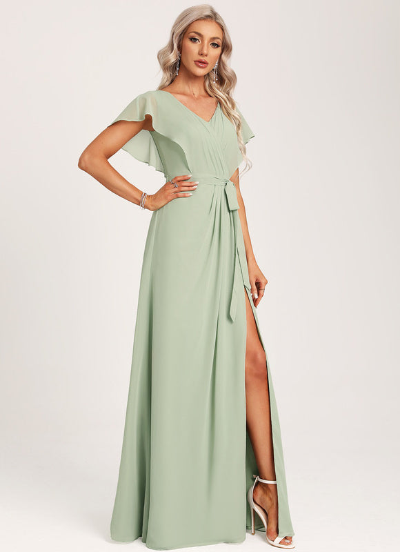 Robe Cérémonie Longue Volants Rose - gallery 2