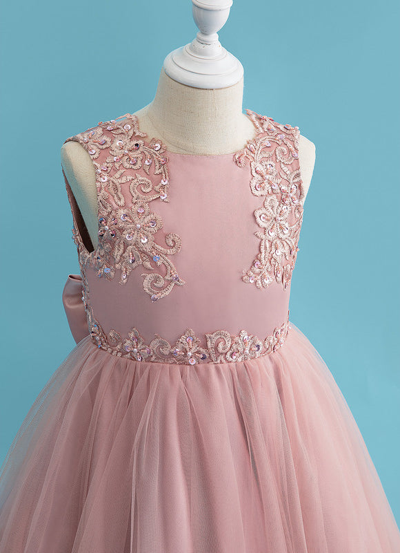 Robe Cérémonie Tulle Rose Poudré - gallery 8