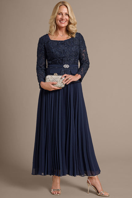 Robe Cérémonie Plissée Marine - gallery 2