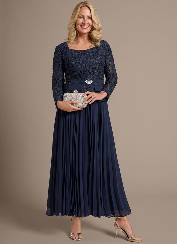 Robe Cérémonie Plissée Marine - gallery 2