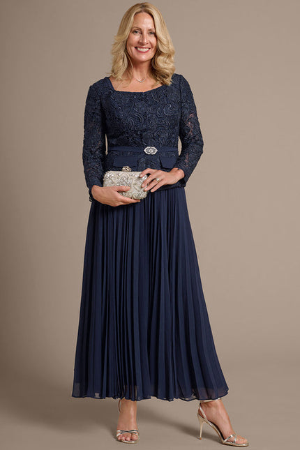 Robe Cérémonie Plissée Marine - gallery 2