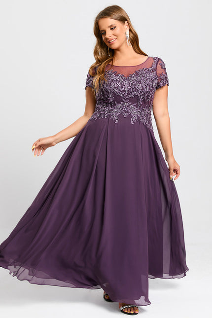 Robe Cérémonie Longue Violette Brodée - gallery 8