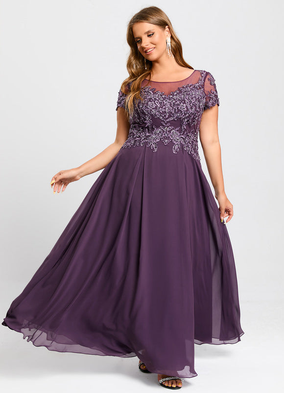 Robe Cérémonie Longue Violette Brodée - gallery 8