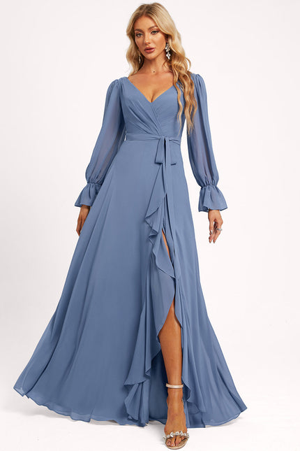 Robe Cérémonie Longue Volants Rose