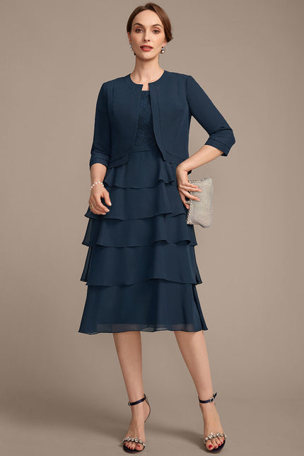 Robe Ceremonie Grande Taille Bleu Marine - gallery 2
