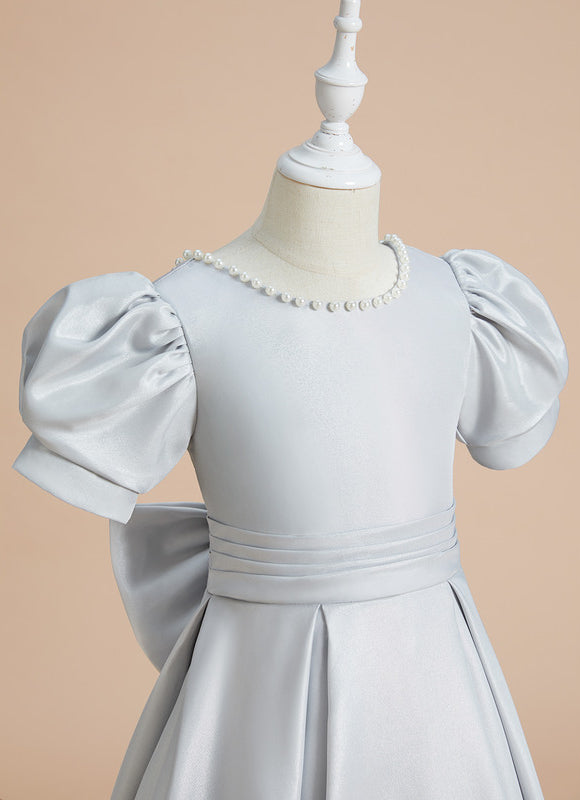 Robe Cérémonie Satinée Grise - gallery 2