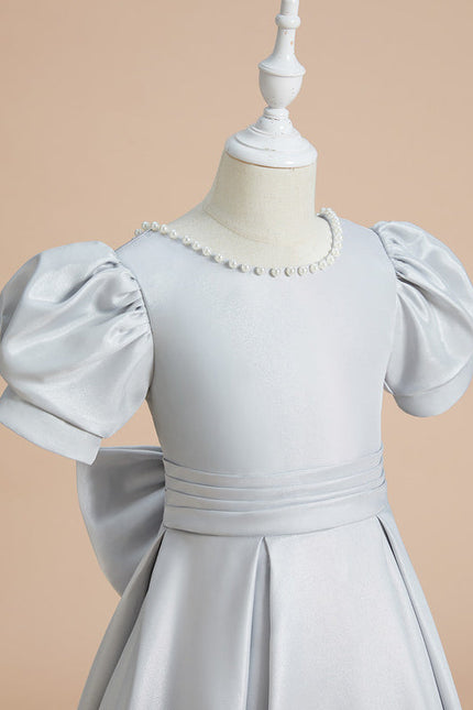 Robe Cérémonie Satinée Grise - gallery 2