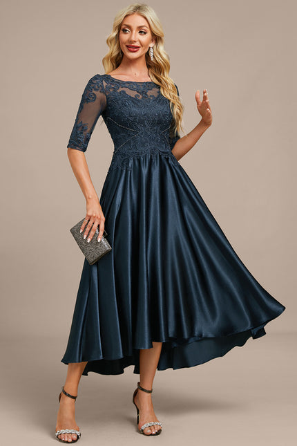 Robe Cérémonie Satinée Marine Chic - gallery 5