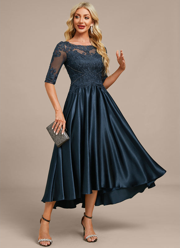 Robe Cérémonie Satinée Marine Chic - gallery 5