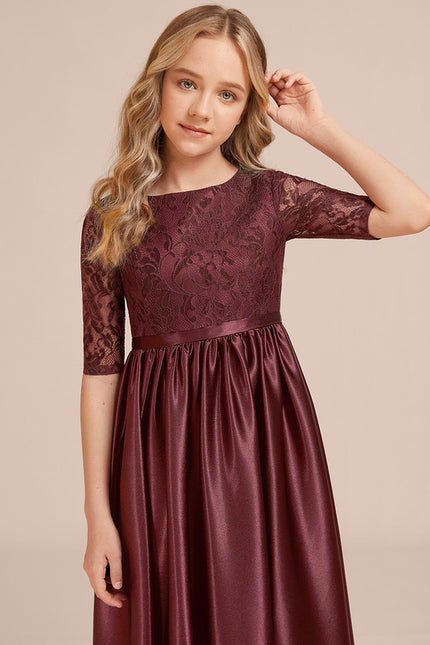 Robe Cérémonie Satin Bordeaux Chic - gallery 5